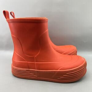 Palm Angels Rubber Rain Boots Men Size 11.5 12 US Orange Platform Pull On Shoes